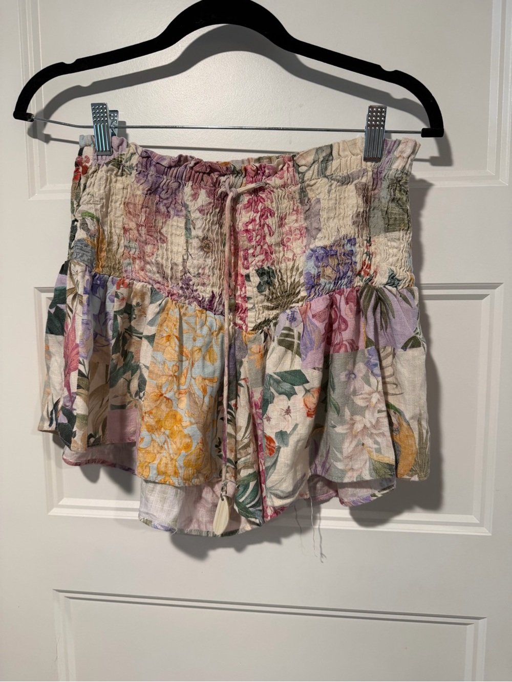Zara Pastel Floral Smocked Ruffle Shorts - White, Pink, Purple, Yellow, Green - Picture 6 of 8
